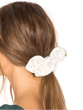 Lele Sadoughi Bow Scrunchie with Pearls